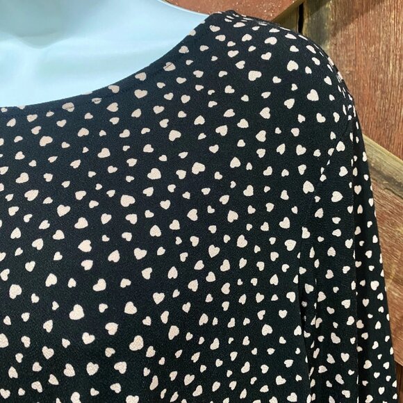 Adrianna Papell Heart Print Tunic Shirt Top Women's 1X Black Romance Valentines - Picture 2 of 12